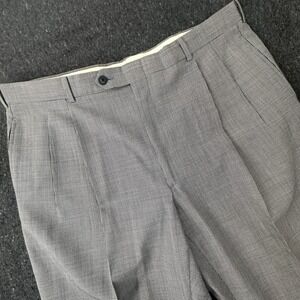 Vntg Y2K Patrick James Houndstooth Pleated Dress Pants Mens 38x29 Cuffed Blk Wht